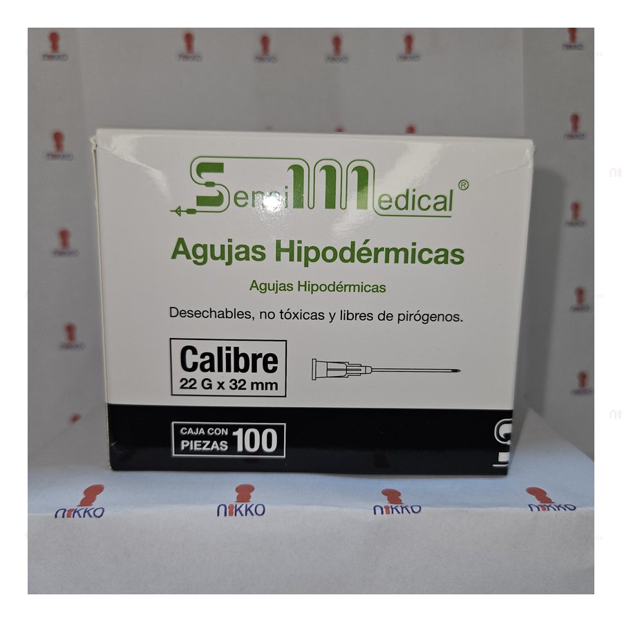Aguja 22G X 32 MM C/100 Negra Sensimedical — referencia visual exact