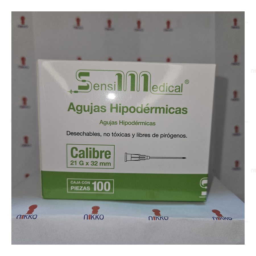 Aguja 21G X 32 MM C/100 Verde Sensimedical — referencia visual exact