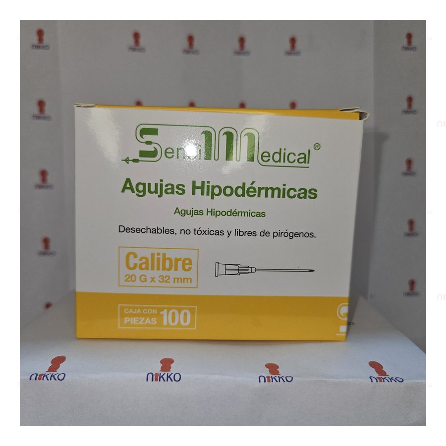 Aguja 20G X 32 MM C/100 Amarilla Sensimedical — referencia visual exact
