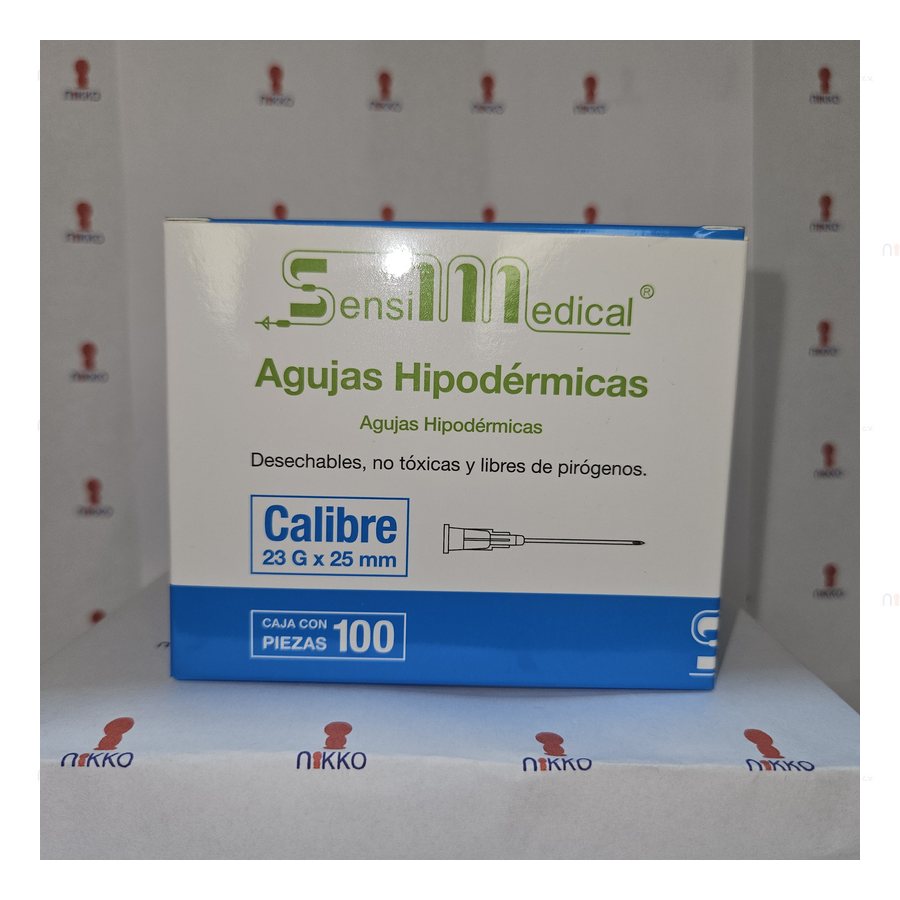 Aguja 23G X 25 MM C/100 Azul Sensimedical — referencia visual exact