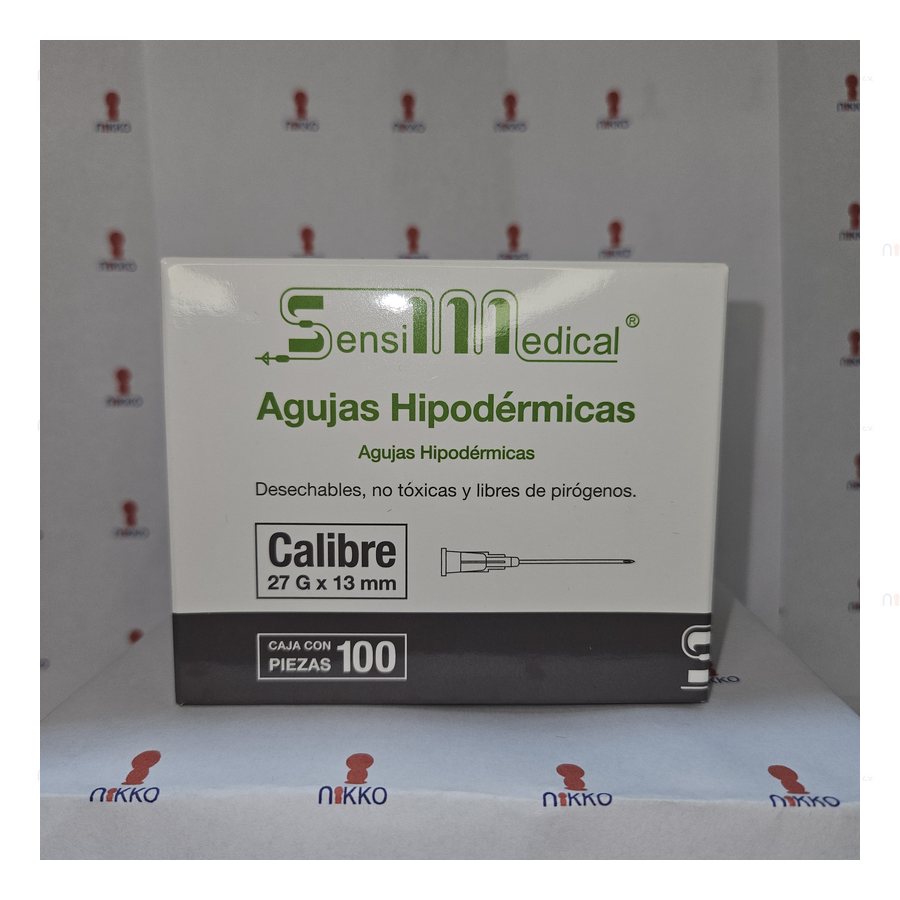 Aguja 27G X 13 MM C/100 Gris Sensimedical — referencia visual exact