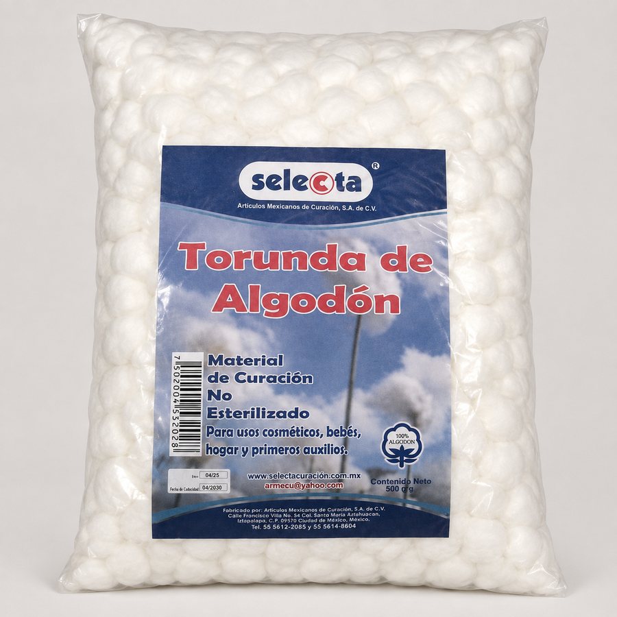 Algodón Torunda 500 grs — referencia visual exact