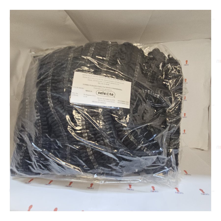Cofia Plisada NEGRA con 100 — referencia visual exact