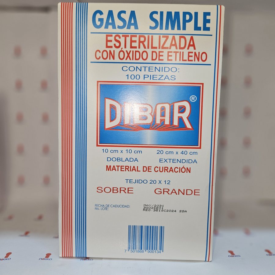 Gasa 10 x 10 c 100 pza DIBAR esteril — referencia visual exact