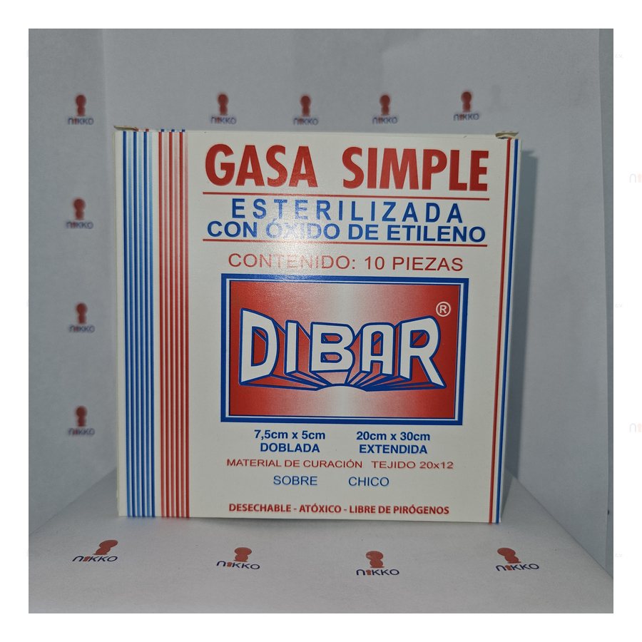 Gasa 7.5 x 5 c 10 pza DIBAR esteril — referencia visual exact