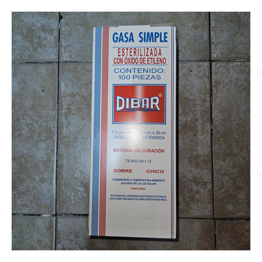 Gasa 7.5 x 5 c 100 pza DIBAR esteril — referencia visual exact