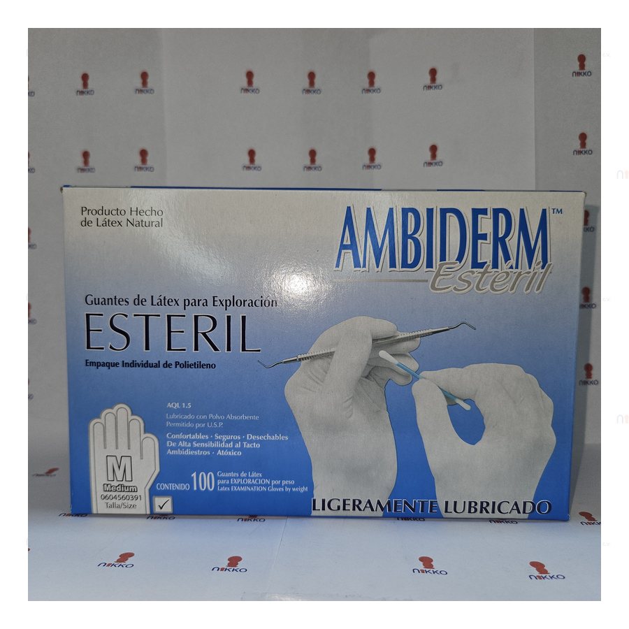 Guante Ambiderm Esteril C/100, Chq, Med Y Gde. — referencia visual exact