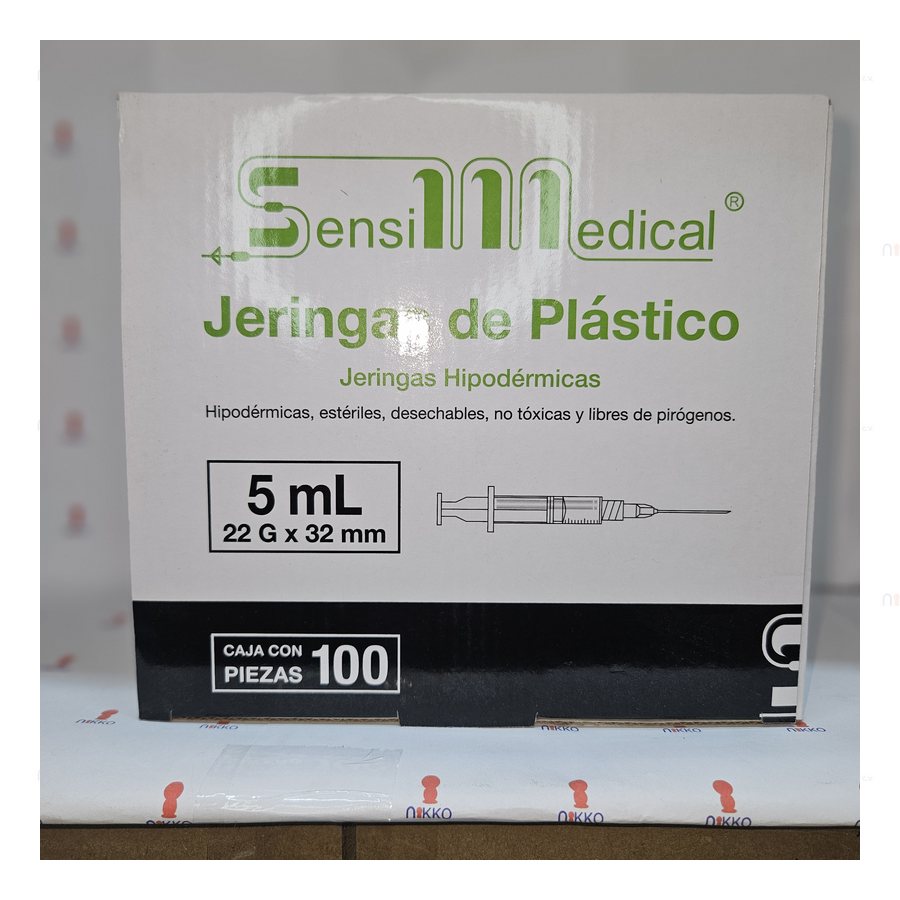Jeringa Sensi Medical 5 ml, Caja c/100 (Verde o Negra) — referencia visual exact