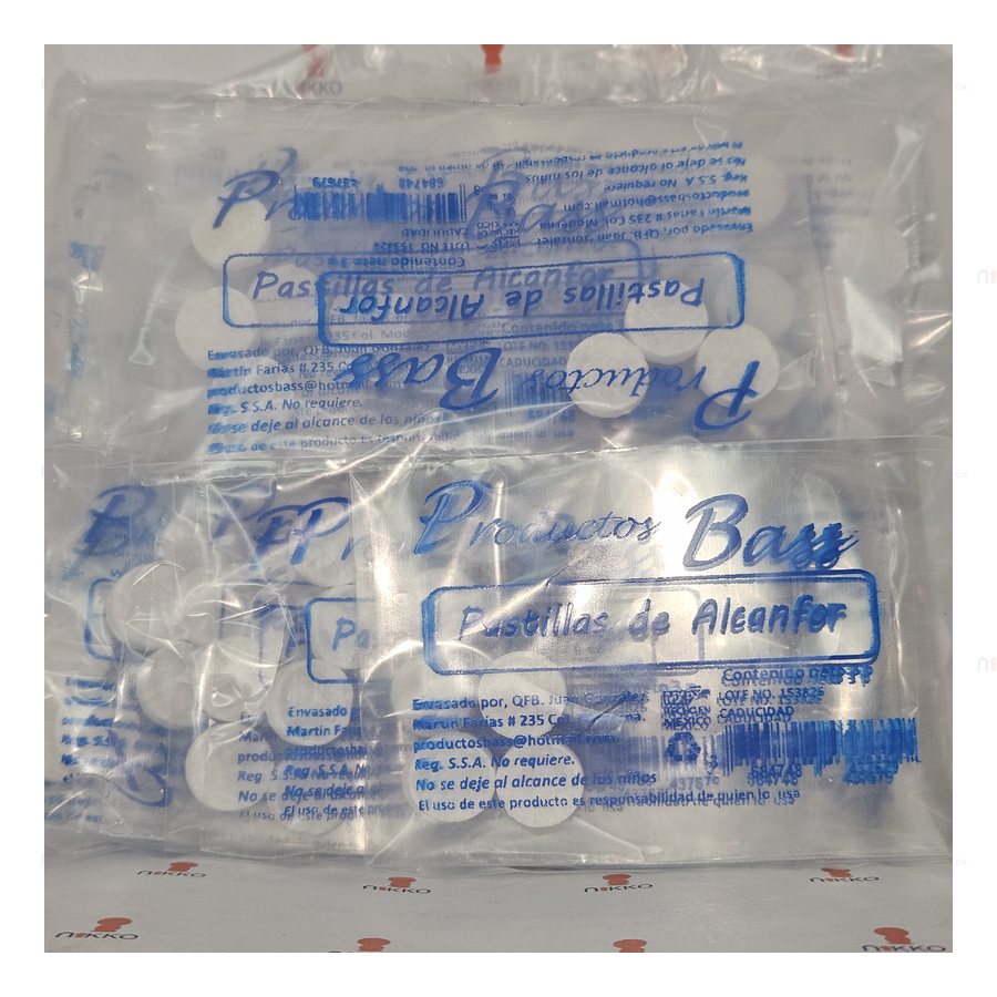 Pastillas de Alcanfor 50 sobres c/ 3 pzas — referencia visual exact