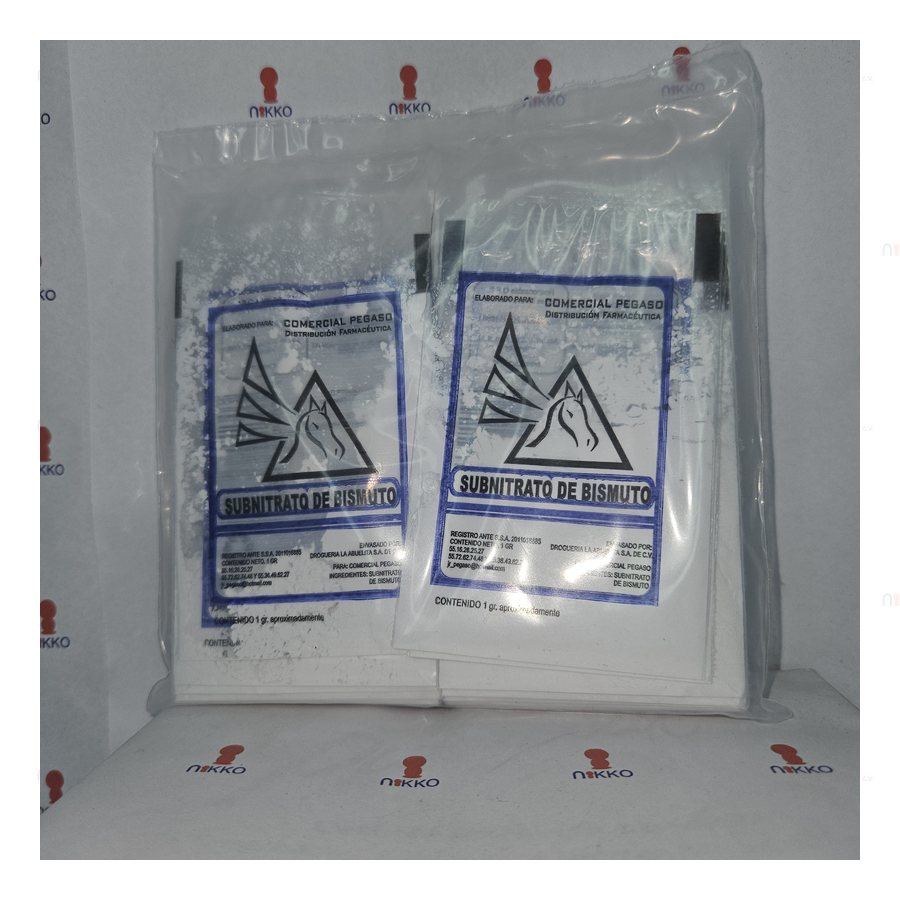 Subnitrato de Bismuto 50 sobres c/ 1 grs — referencia visual exact