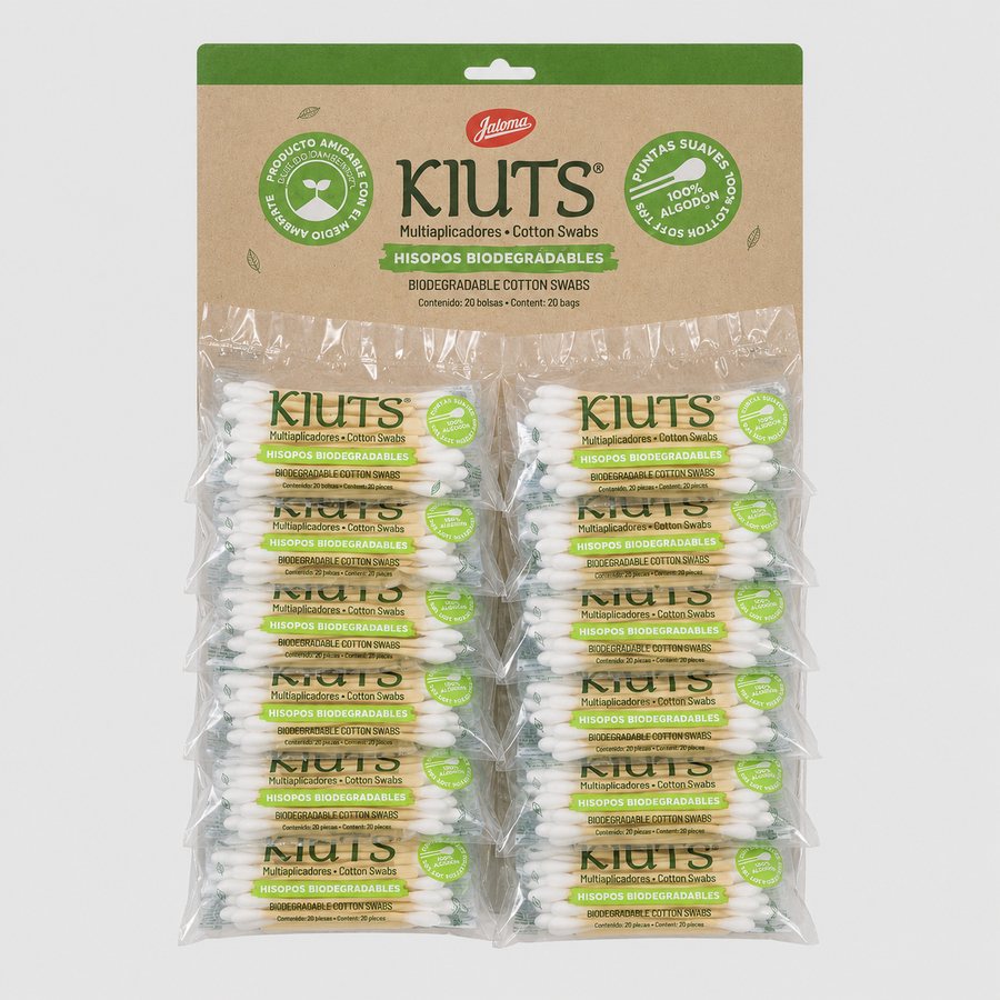 Kiuts Exibidor c/20 bolsas c/20 Aplicadores Jaloma — referencia visual exact