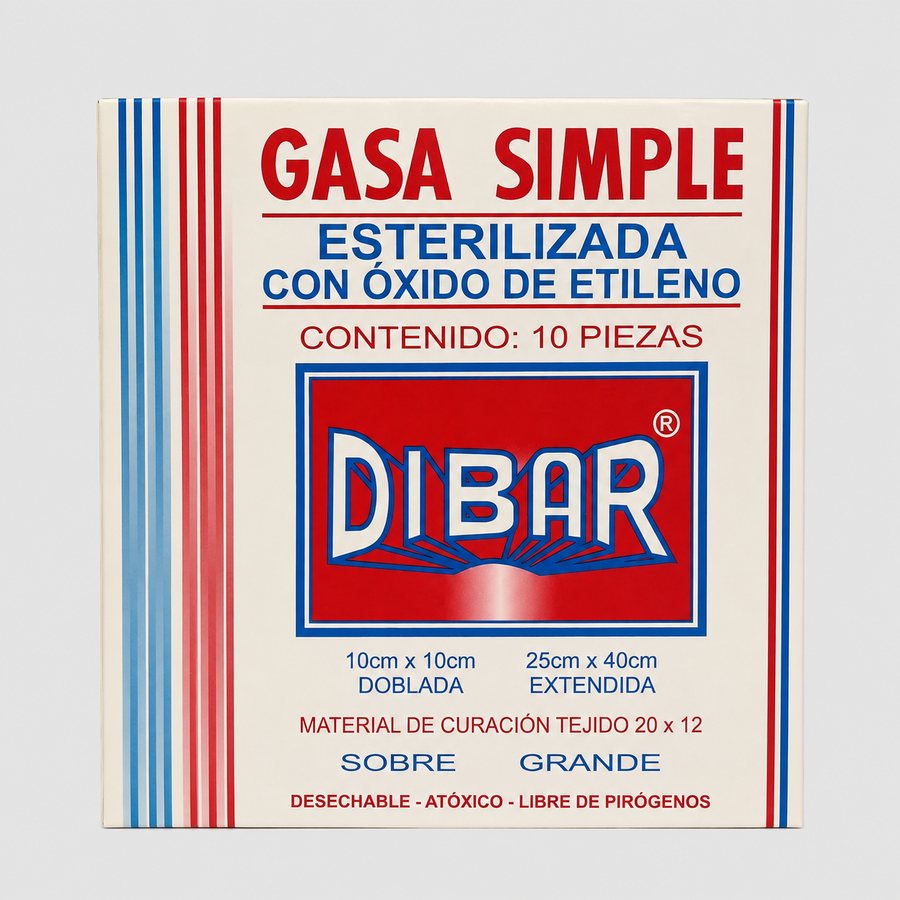Gasa 10 x 10 c 10 pza DIBAR esteril — referencia visual exact